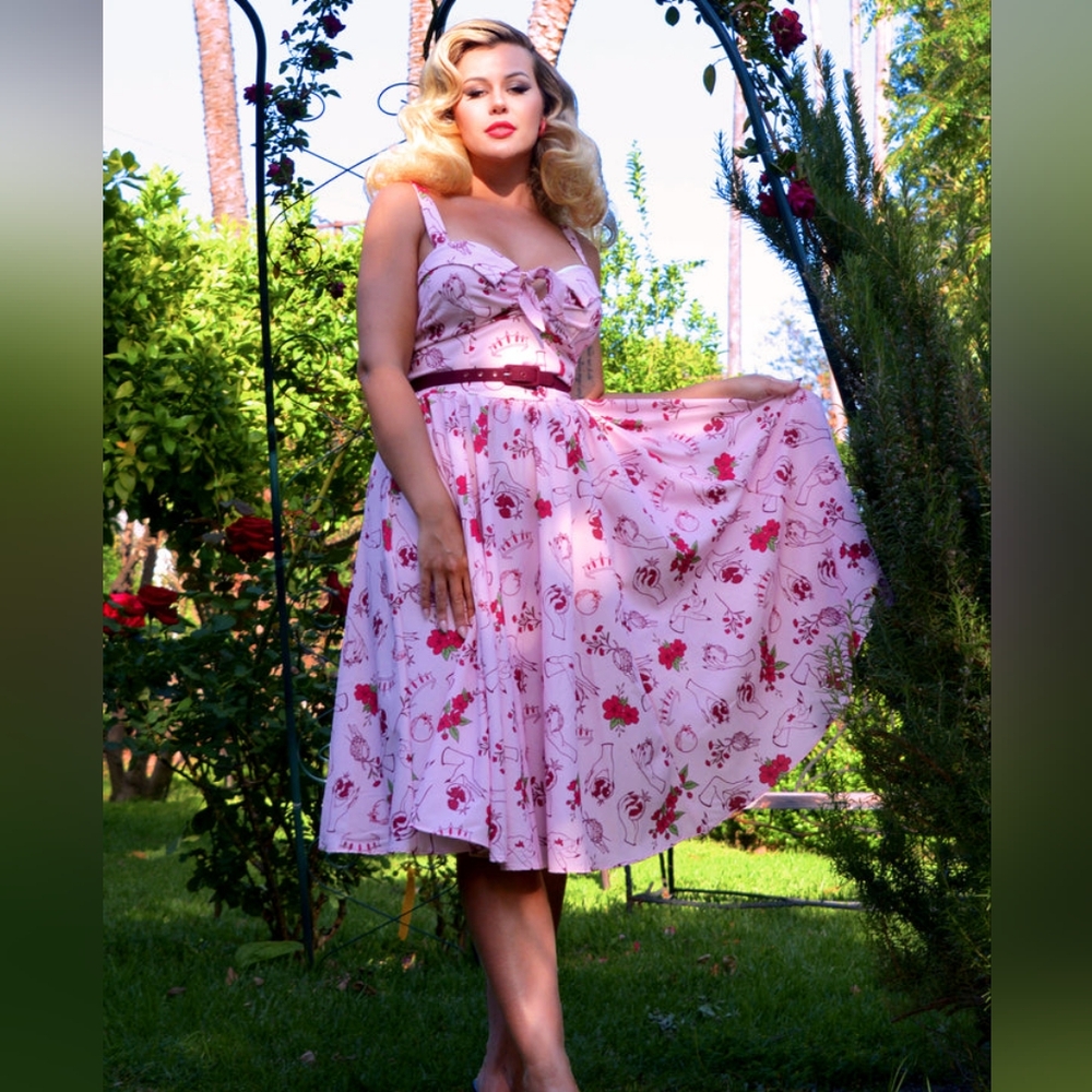 XS Linda Dress by Pinup Girl Clothing in pink spring persephone print BNWOT